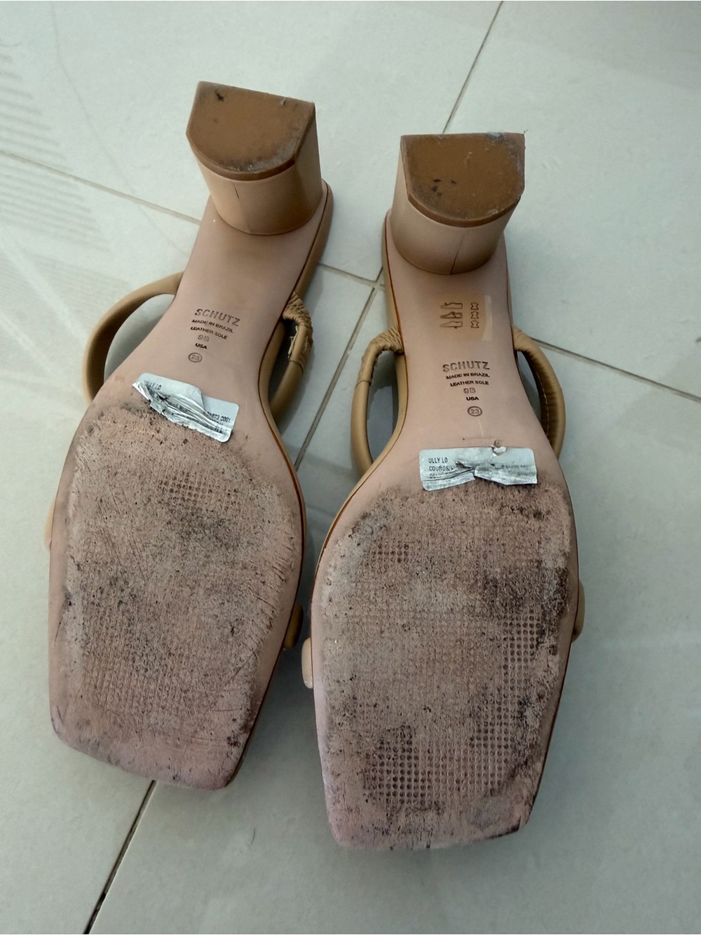 SCHUTZ Tan Double-Strap Block Heel Sandal - Picture 7 of 7